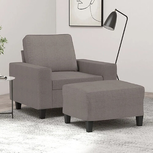 vidaXL Fauteuil avec repose-pied Taupe 60 cm Tissu