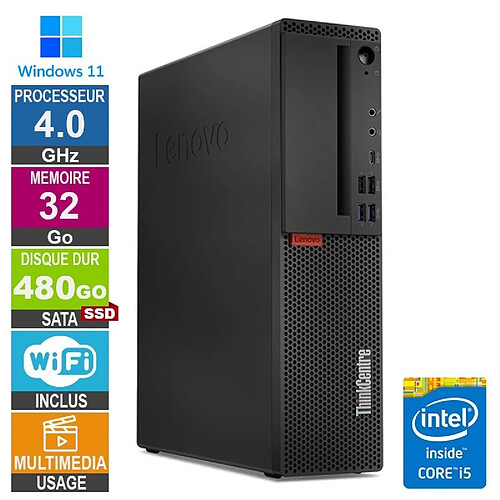 Lenovo M720s i5-8400 4GHz 32Go/480Go SSD Wifi W11 · Reconditionné