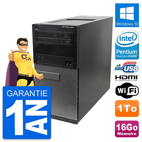 PC Tour Dell OptiPlex 390 MT Intel G630 RAM 16Go Disque 1To HDMI Windows 10 Wifi · Occasion