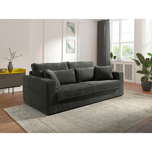 Vente-Unique Canapé 3 places en tissu bouclette gris anthracite MONDOVI