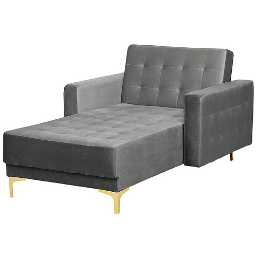 Beliani Chaise longue en velours gris ABERDEEN