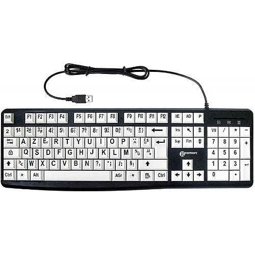 Geemarc Clavier Confort Visuel Blanc Lettre Noire