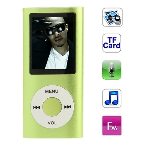 Wewoo Lecteur MP4 vert pour carte TF Support Enregistreur Radio FM E-Book et Calendrier 1.8 pouces TFT Screen Métal MP4 avec fente