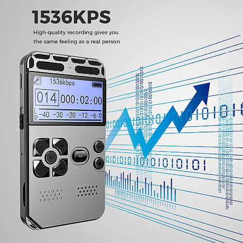 Universal Magnétophone audio numérique studio HD 16 Go Magnétophone WAV MP3 Lecteur Stylo Stylo d'enregistrement 50 m Support de réduction du bruit |