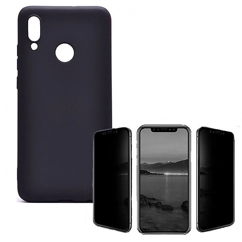 PHONECARE Kit de Verre Trempé Anti-Spy + Coque Silicone Liquide - Huawei Y7 Prime 2019