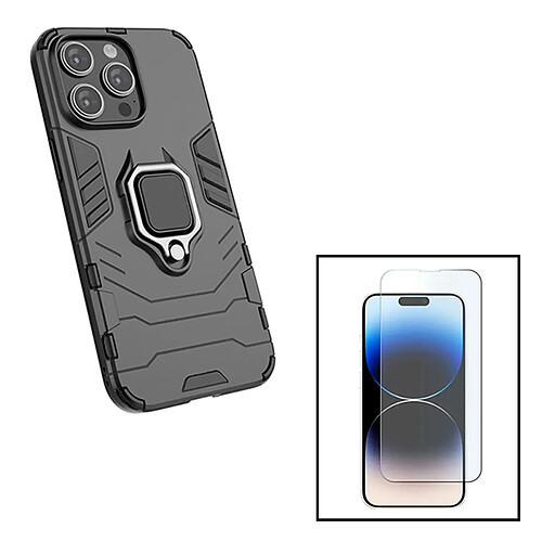 PHONECARE Kit Verre Trempé ClearGlass + Coque 3X1 Military Defender pour Apple iPhone 15 Pro Max - Noir