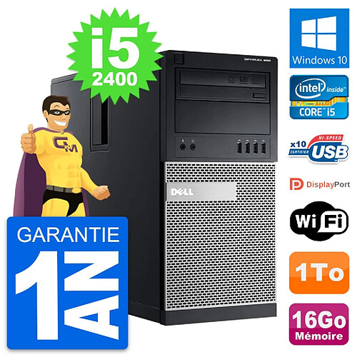 PC Tour Dell OptiPlex 990 Intel i5-2400 RAM 16Go Disque Dur 1To Windows 10 Wifi · Occasion