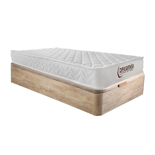 Vente-Unique Ensemble 90 x 190 cm sommier coffre naturel clair + matelas mémoire de forme ép.15cm - PELOPS de DREAMEA