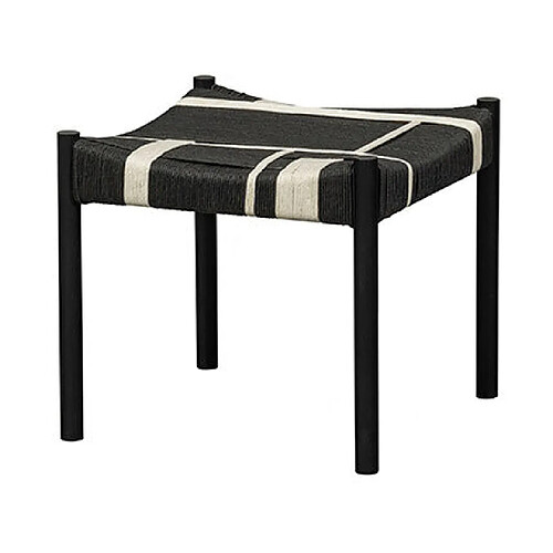 Mes Tabouret 47x40x44 cm avec assise en corde tréssée noir et blanc