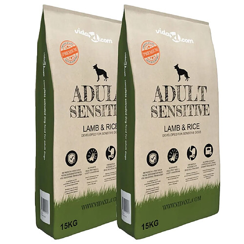 vidaXL Nourriture pour chiens Adult Sensitive Lamb & Rice 2 pcs 30 kg