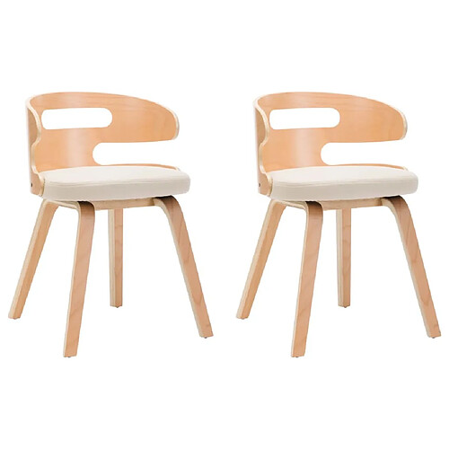 Maison Chic Lot de 2 Chaises à manger,Chaise pour cuisine,Solide Structure crème bois courbé et similicuir -MN87364