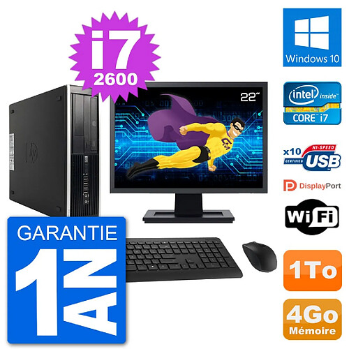 PC HP Compaq Pro 6300 SFF Ecran 22" i7-2600 RAM 4Go Disque 1To Windows 10 Wifi · Occasion