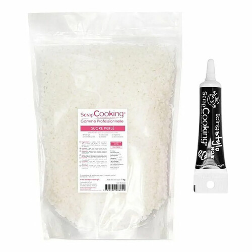 Scrapcooking Sucre perlé 1 kg + Stylo de glaçage noir