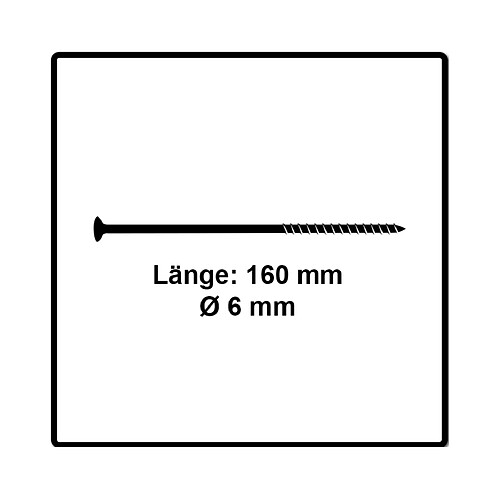 Fischer Power-Fast II FPF II Vis à bois aggloméré 6,0x160 mm,100 pcs., tête fraisée, empreinte Torx, filetage total, zingué et passivé bleu ( 670464 )