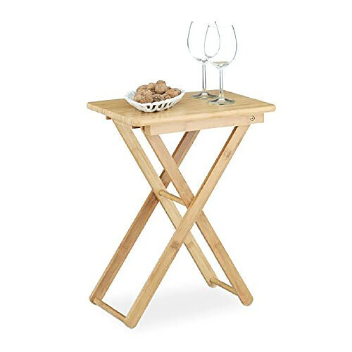 Relaxdays Table d'appoint pliable bambou table de jardin table console rectangle balcon terrasse HxlxP: 52 x 40 x 31 cm- nature