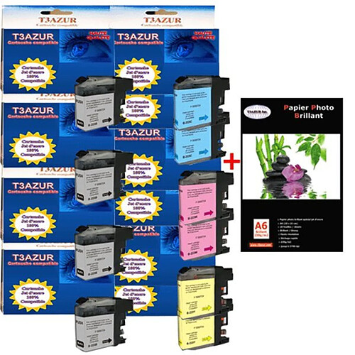 T3AZUR - 4+6 Brother LC-223 / LC223 XL - Compatible+ 10F PPA6