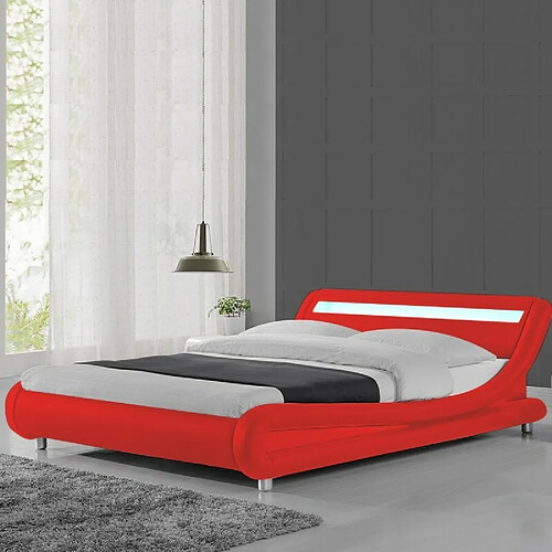 Meubler Design Lit Led Design Julio - Rouge - 160x200