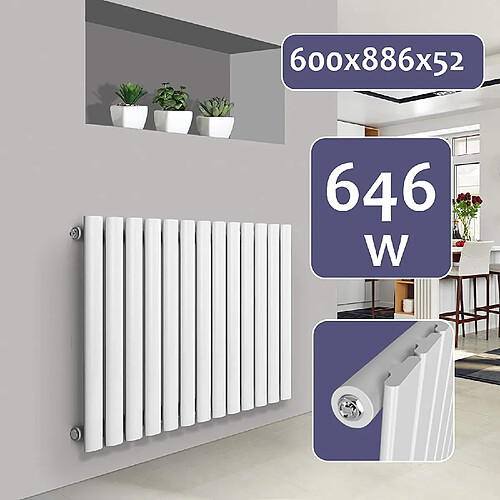 Helloshop26 Radiateur chauffage centrale pour salle de bain salon cuisine couloir chambre à coucher panneau simple 60 x 88,6 cm blanc 01_0000228