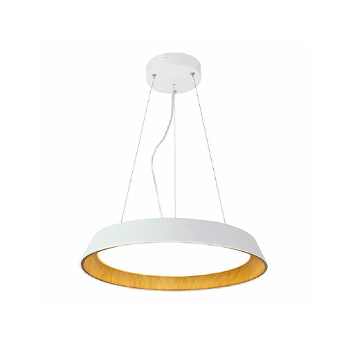 Vente-Unique Suspension LED en métal et aluminium - D. 45 cm - Blanc et naturel - DERRY