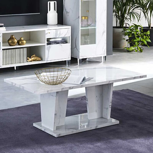 Dansmamaison Table basse marbre blanc brillant - CARRARE