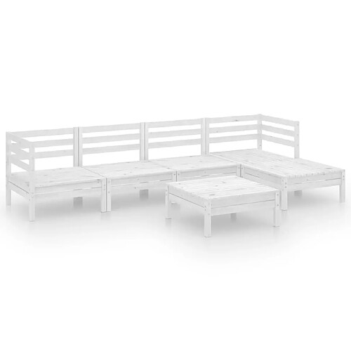 Maison Chic Salon de jardin 6 pcs - Table et chaises d'extérieur - Mobilier/Meubles de jardin Moderne Bois de pin massif Blanc -MN26653