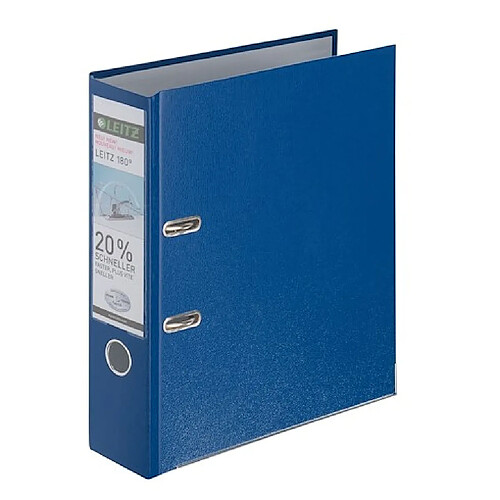 Classeur à levier Leitz 180° plastique dos 8 cm bleu