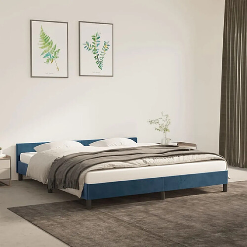 Maison Chic Lit adulte - Cadre Structure de lit avec tête de lit Contemporain Bleu foncé 160x200 cm Velours -MN51360