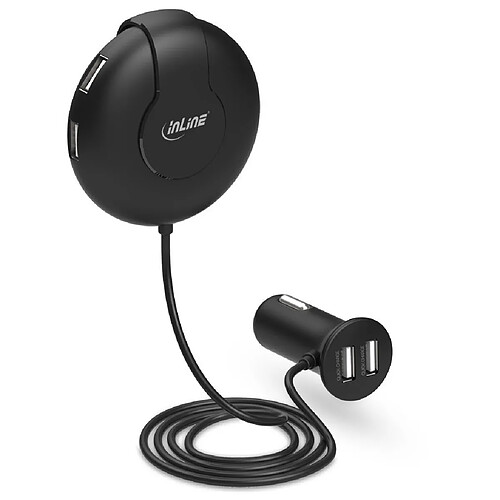 Chargeur de voiture InLine® USB avec puce intelligente, 9-32VDC à 5V DC / 9,4A, avec câble de 1,5m