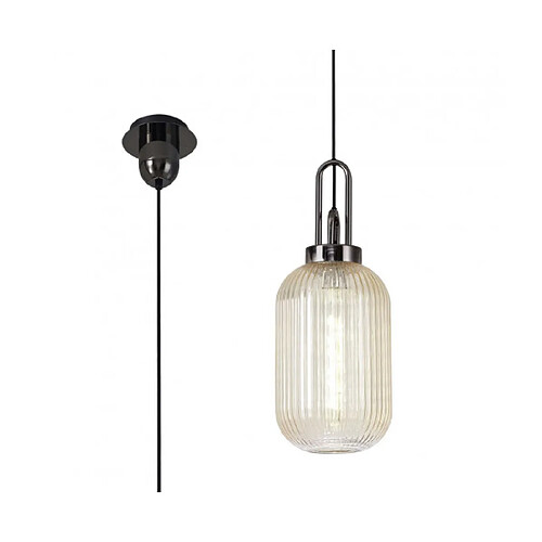 Luminaire Center Suspension design 1 ampoule Chrome noir,champagne