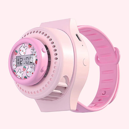 (Rose) Ventilateur De Montre Avec Fonction De Chronométrage Portable Muet Petit Ventilateur De Poche Pour Enfants Garçons Filles