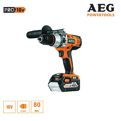 Perceuse à percussion AEG 18V Li-ion - 2 batteries 4.0Ah - 1 chargeur 80min - BSB 18 LI-402C