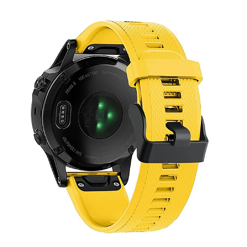 Bracelet en silicone sport avec boucle noire jaune pour votre Garmin Fenix 5