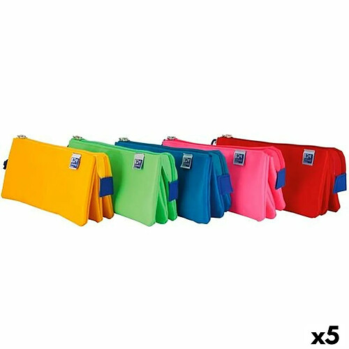 Trousse Fourre-Tout Triple Oxford Kangoo Kids (22 x 8 x 10 cm) (5 Unités)