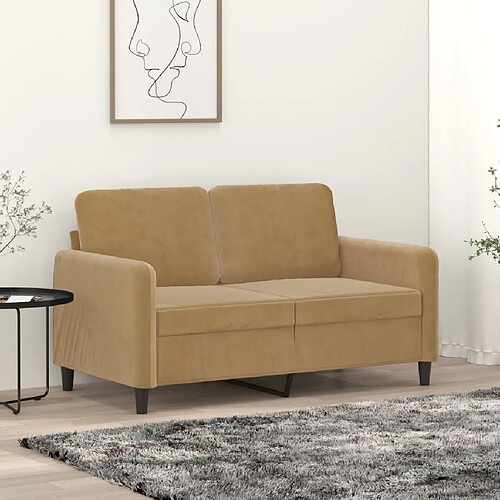 vidaXL Canapé à 2 places Marron 120 cm Velours