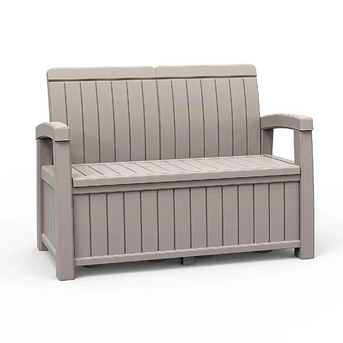 Banc Coffre en Résine pour Jardin Gardiun Vita Light Gray 124x66x90 cm 230 L