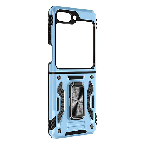 Avizar Coque Bague pour Samsung Galaxy Z Flip 5 Antichoc Série ArmoRing Bump Bleu