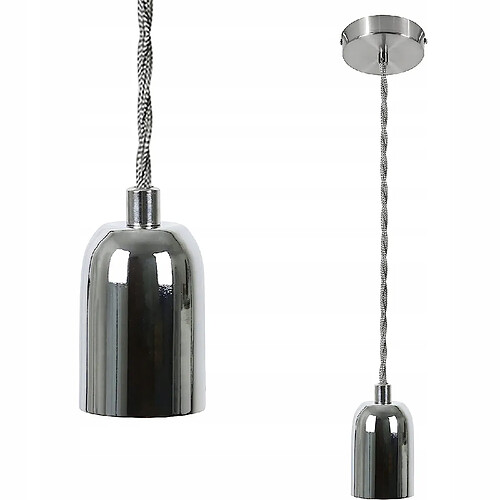 NETTLIFE Suspension Métal Argent Diam.10cm Douille E27 Vintage avec Câble Industriel Edison 1,3M avec Auvent Montage Plafond pour Salon Salle à Manger