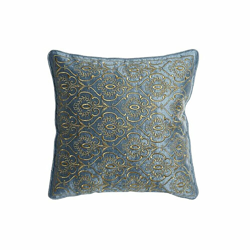 Coussin DKD Home Decor 8424001850389 Bleu Doré Polyester Velours Aluminium (45 x 10 x 45 cm)