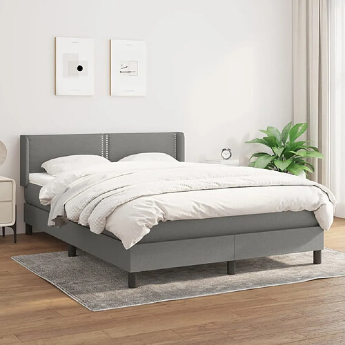 Maison Chic Lit Adulte - Lit simple Lit à sommier tapissier avec matelas moelleux - Meuble de Chambre - Gris foncé 140x200cm Tissu -MN54251