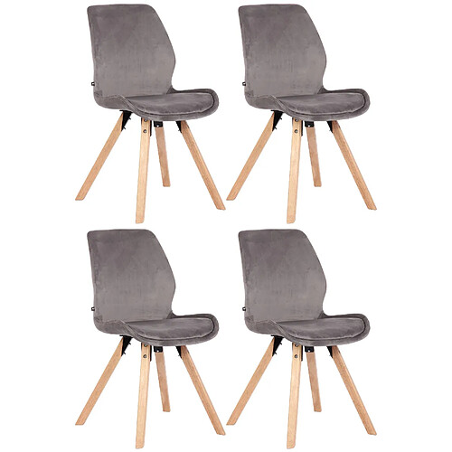 Decoshop26 Lot de 4 chaises de salle à manger design scandinave en tissu velours gris pieds en bois 10_0001857