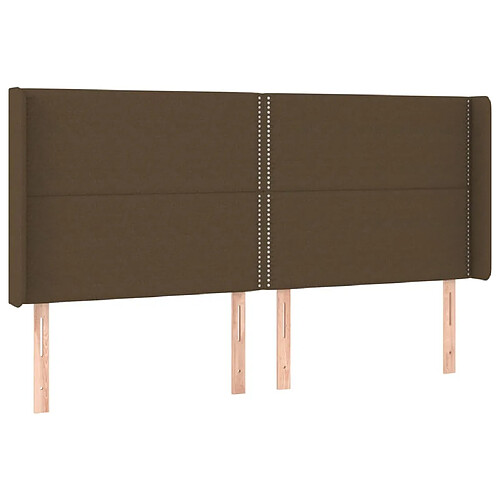 Maison Chic Tête de lit moderne avec oreilles pour chambre - Décoration de lit Marron foncé 183x16x118/128 cm Tissu -MN31872