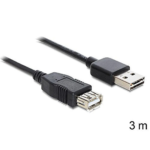 Delock cable EASY USB 2.0-A prise mâle > USB 2.0-A femelle 3 m