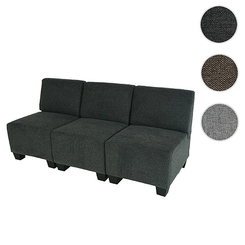 Mendler Modular Canapé 3 places Lyon, tissu/textile ~ gris anthracite, sans accoudoirs