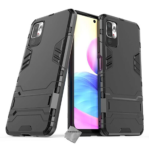 Htdmobiles Coque rigide anti choc pour Xiaomi Redmi Note 10 5G + verre trempe - NOIR