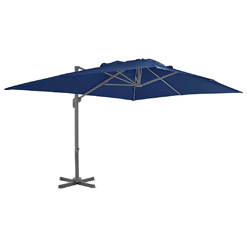 ComfortXL Parasol Déporté Avec Mât En Aluminium 4x3 Cm Bleu Azur