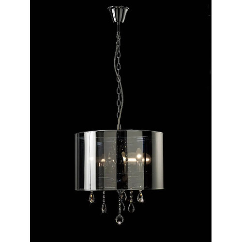 Luminaire Center Suspension Trace avec ChromeAbat jour 3 Ampoules chrome poli/PVC /cristal