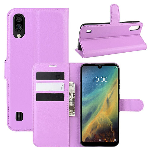 Etui en PU avec support violet pour votre ZTE Blade A5 2020