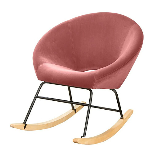 Meubler Design Fauteuil À Bascule Design Lisa - Velours Rose