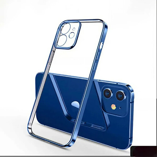 Sulada Coque en TPU cadre de galvanoplastie transparent ultra fin avec ouverture de trou précise bleu pour votre Apple iPhone 12