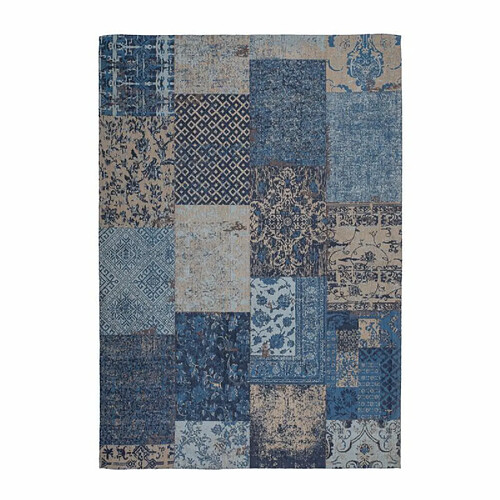 Paris Prix Tapis Tissé Vintage Patchwork Symphony Bleu 160 x 230 cm